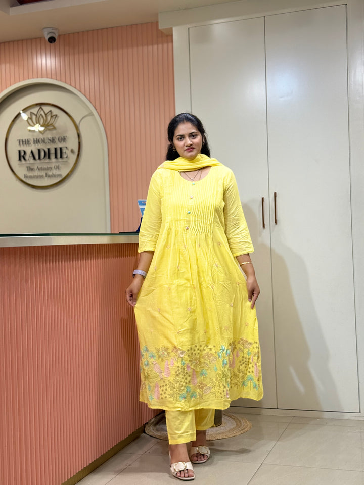 Pure Mul Cotton with Embroidery work(Cotton Lining) | R168