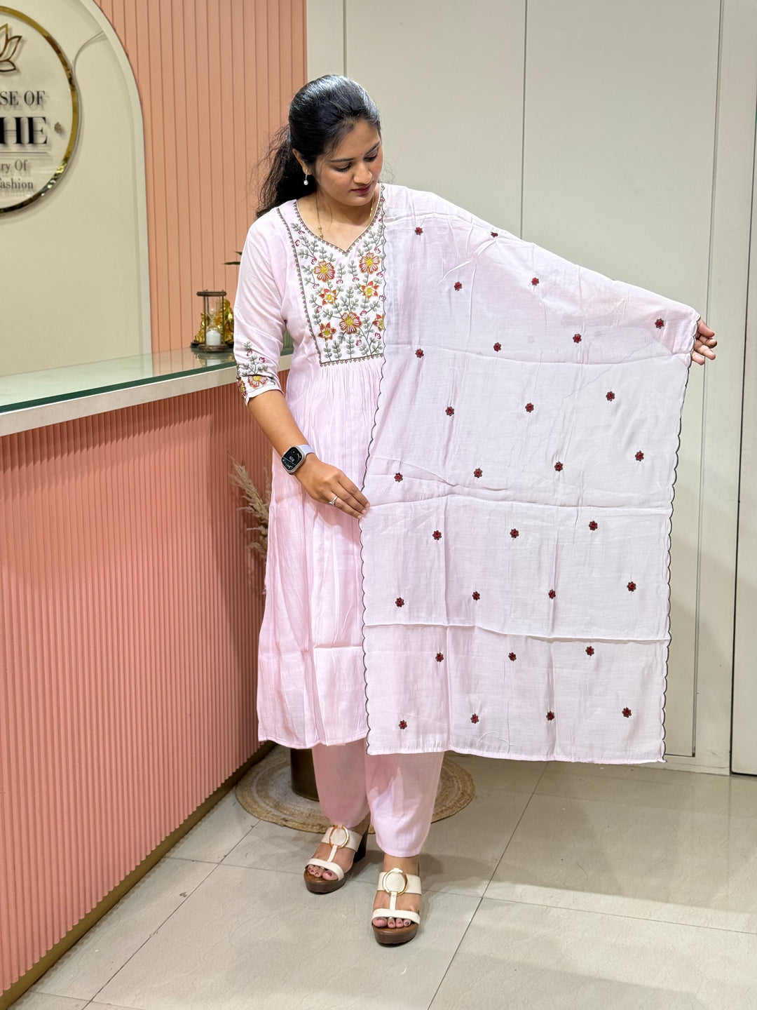 Mul Chanderi Collection with Embroidery work (Cotton Lining)| R204
