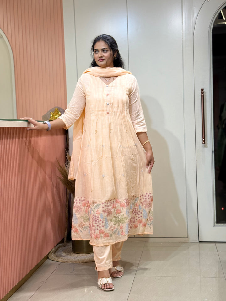 Pure Mul Cotton with Embroidery work(Cotton Lining) | R168