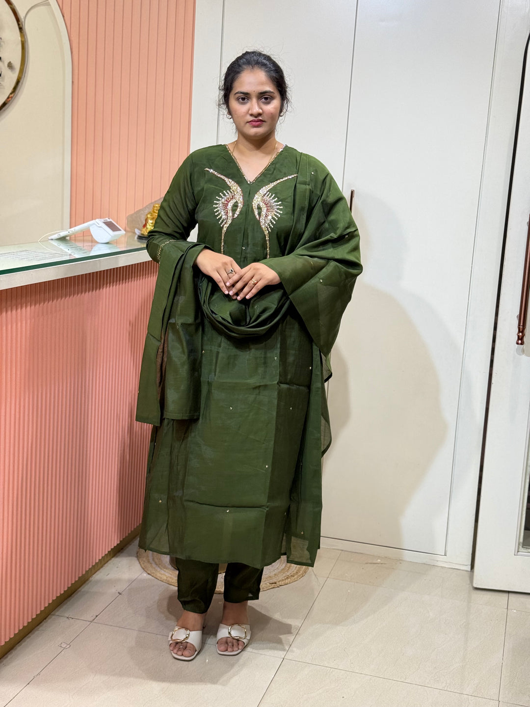 Mul Chanderi Elegant Yoke Work | R138
