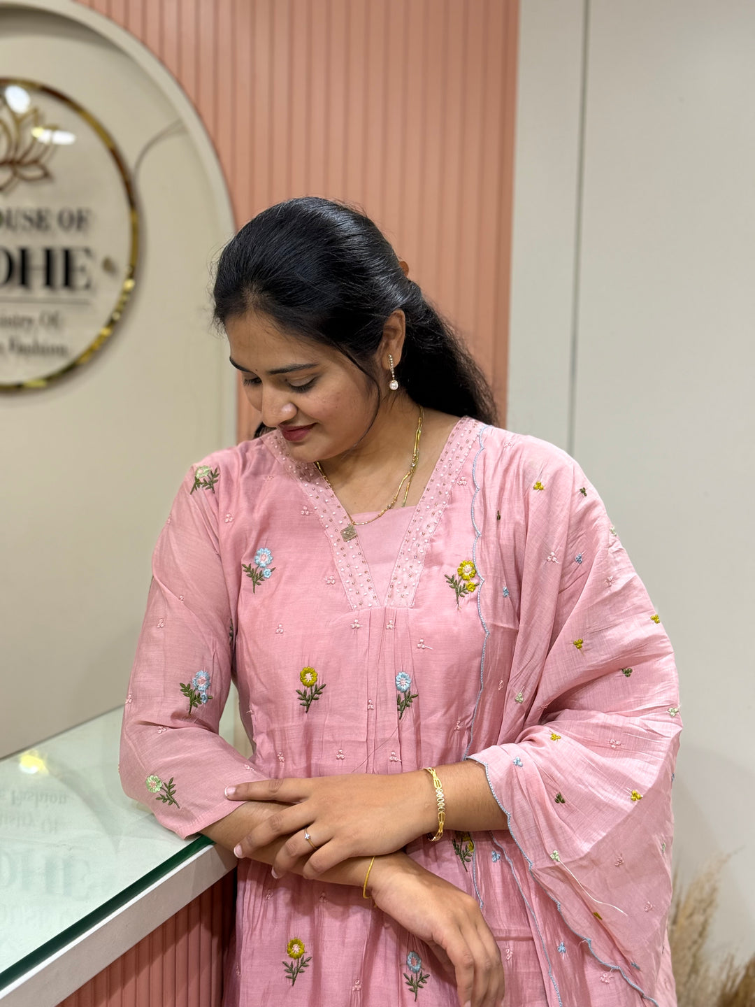Mul Chanderi with Beautiful  Embroidery work| R209