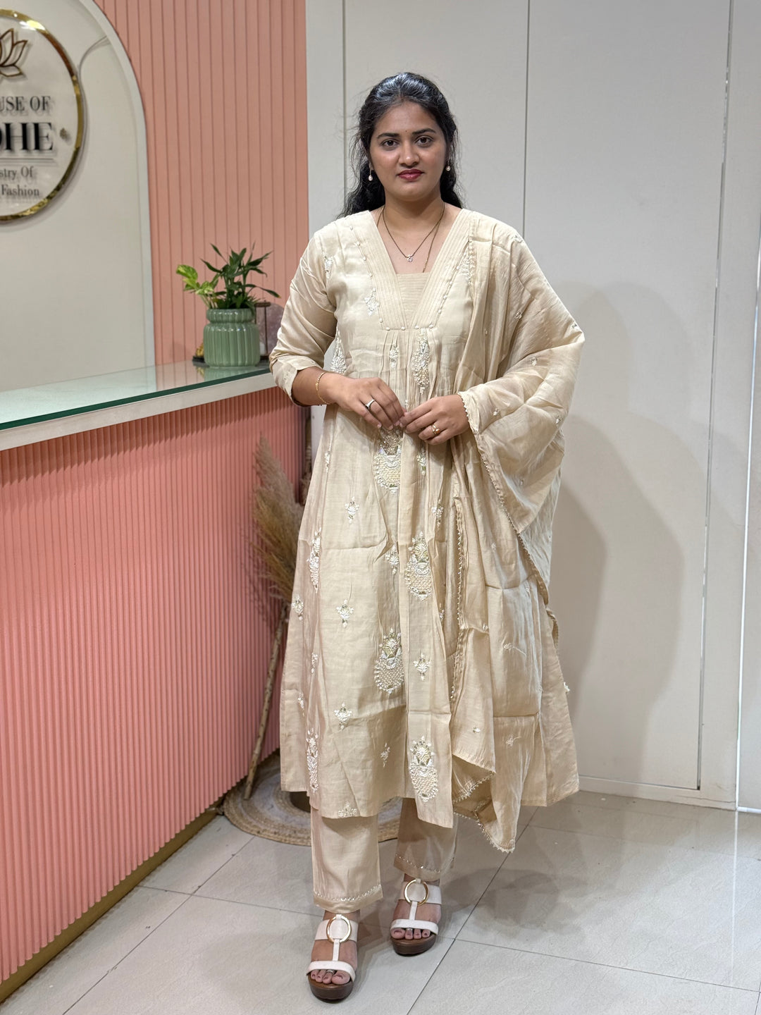 Pure Mul Chanderi handwork collection A Line Pattern | R229