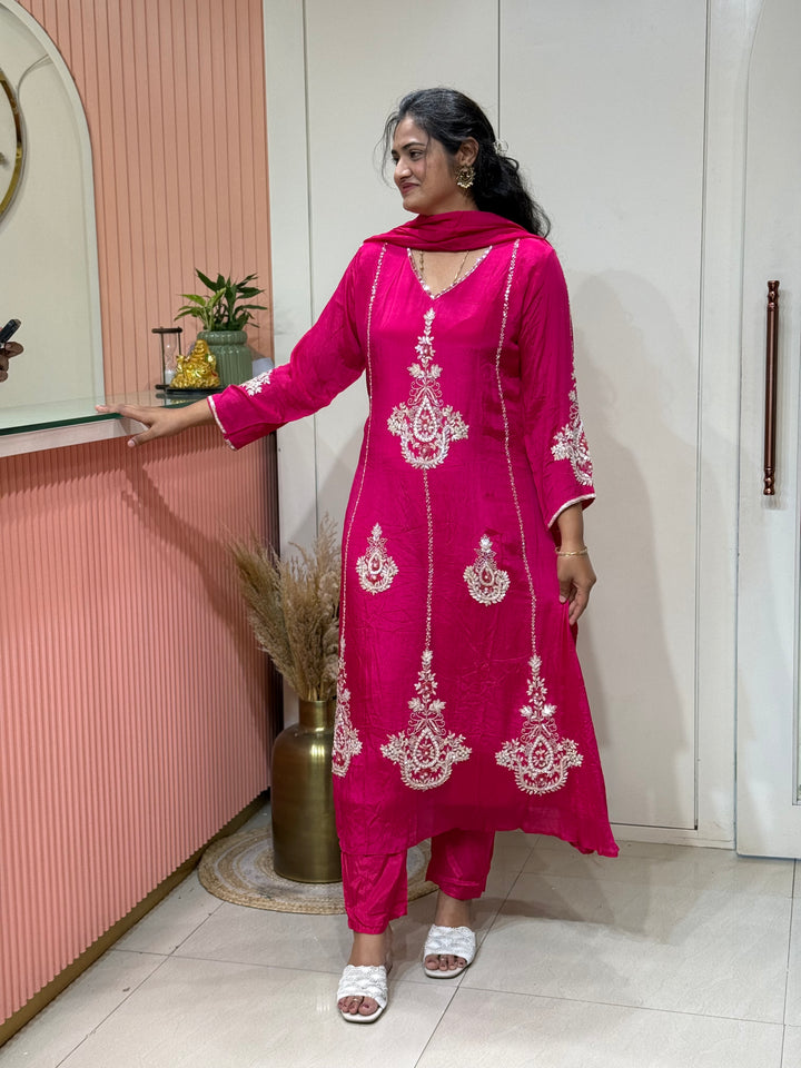 Pure Chinon Festive Collection | Full Handwork, Sequin &amp; Cut Dana | R177