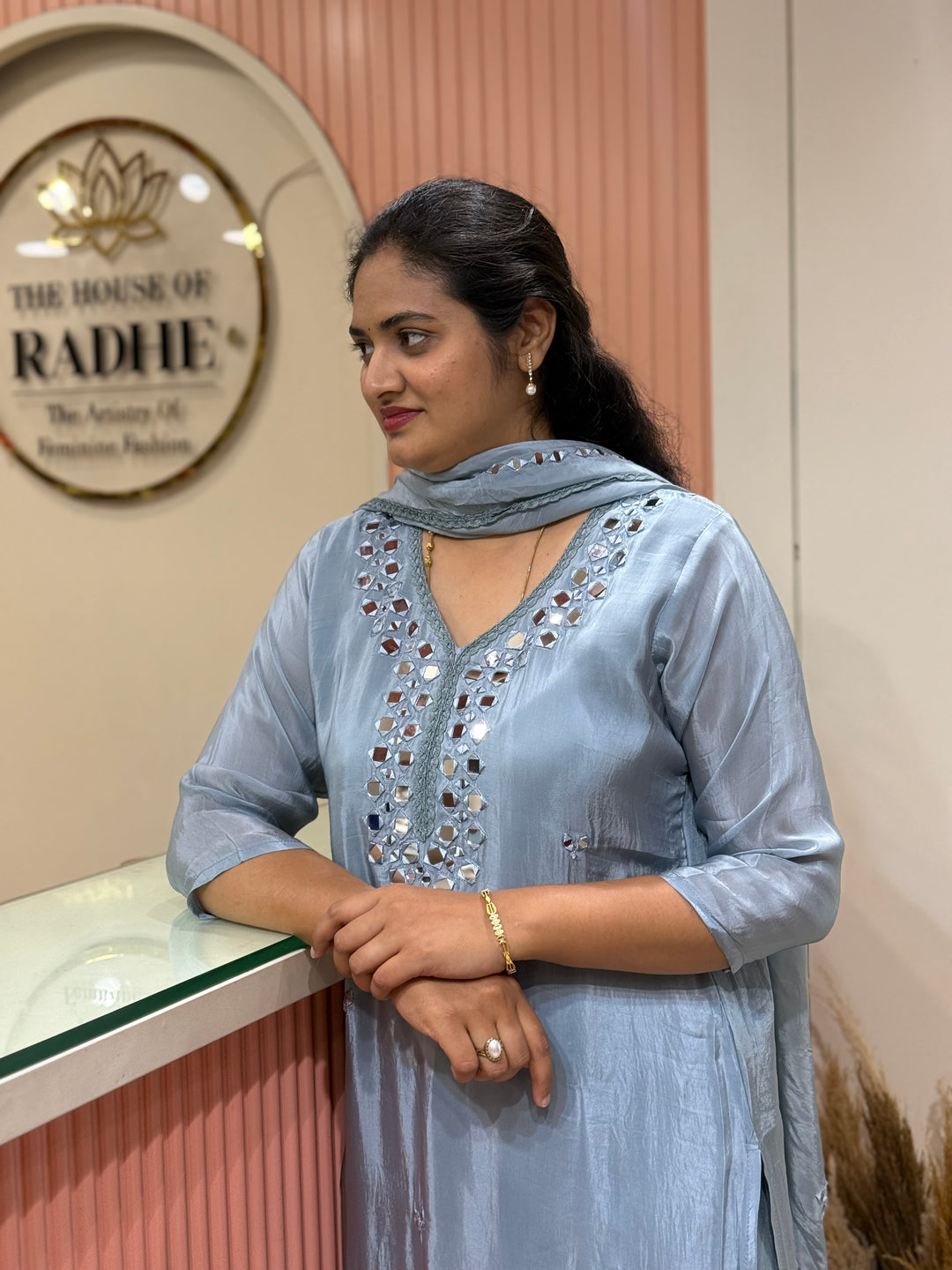 Pure HO Crepe Collection with Hand Real Mirror Work (Cotton Lining) | R221