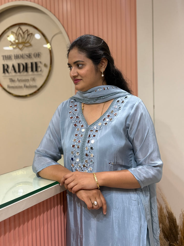 Pure HO Crepe Collection with Hand Real Mirror Work (Cotton Lining) | R221