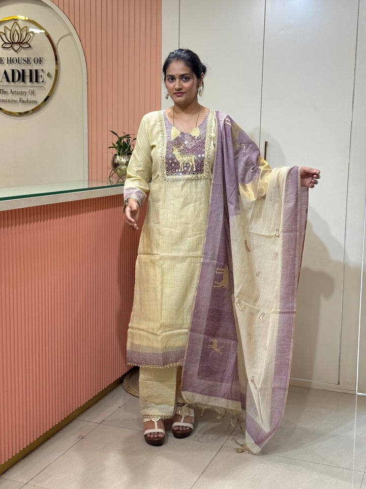 Pure Jamdhani Designer 3 Pcs Set Collection (Cotton Lining)| R211