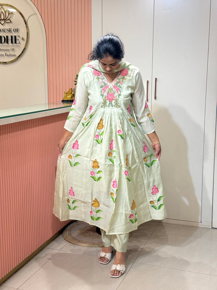 Mul Chanderi Collection with Brush Paint | R209