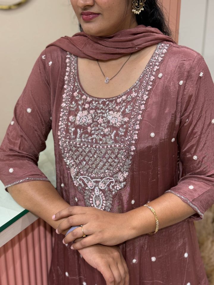 Pure Chinon Festive Collection | Full Handwork, Sequin &amp; Cut Dana | R177