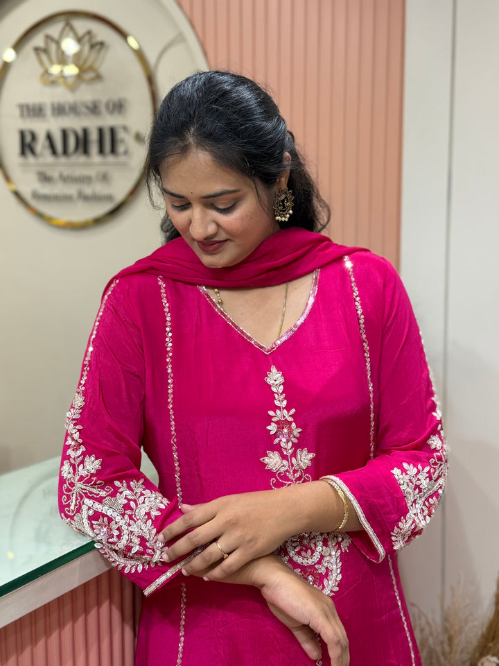 Pure Chinon Festive Collection | Full Handwork, Sequin &amp; Cut Dana | R177