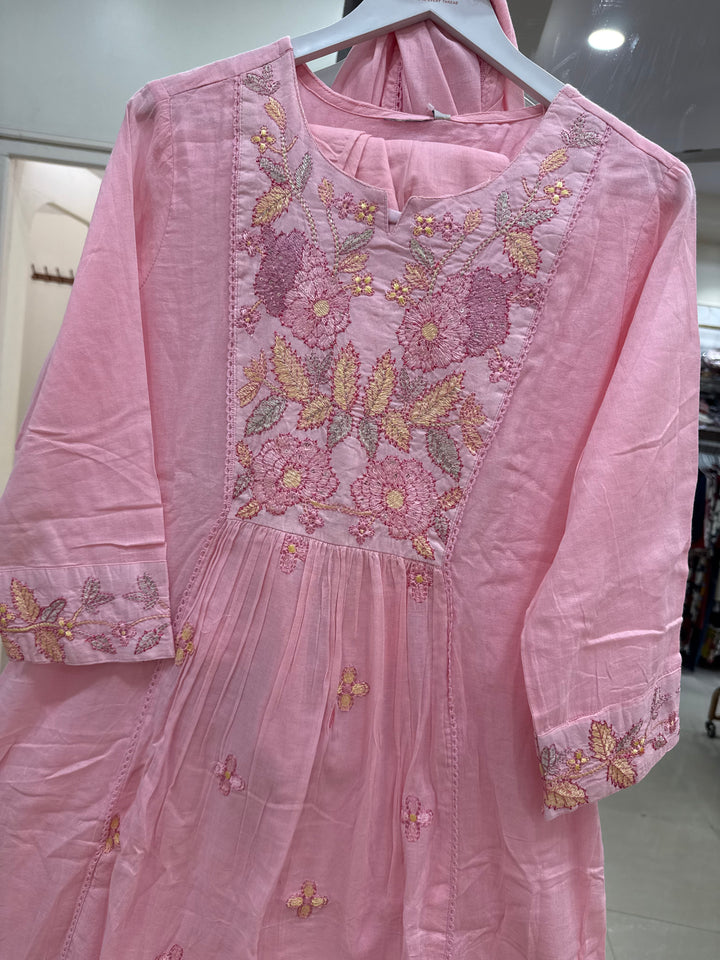 Pure Mul Cotton with Embroidery Work (Cotton Lining)  | R168