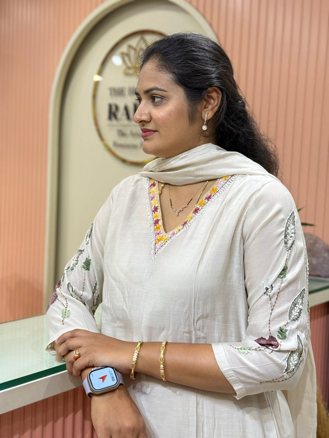 Mul Chanderi Collection with Hand Brush paint and Embroidery work (Cotton Lining) | R206