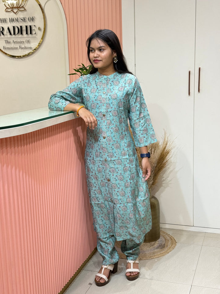 Rayon 2 piece collection with floral work | R137