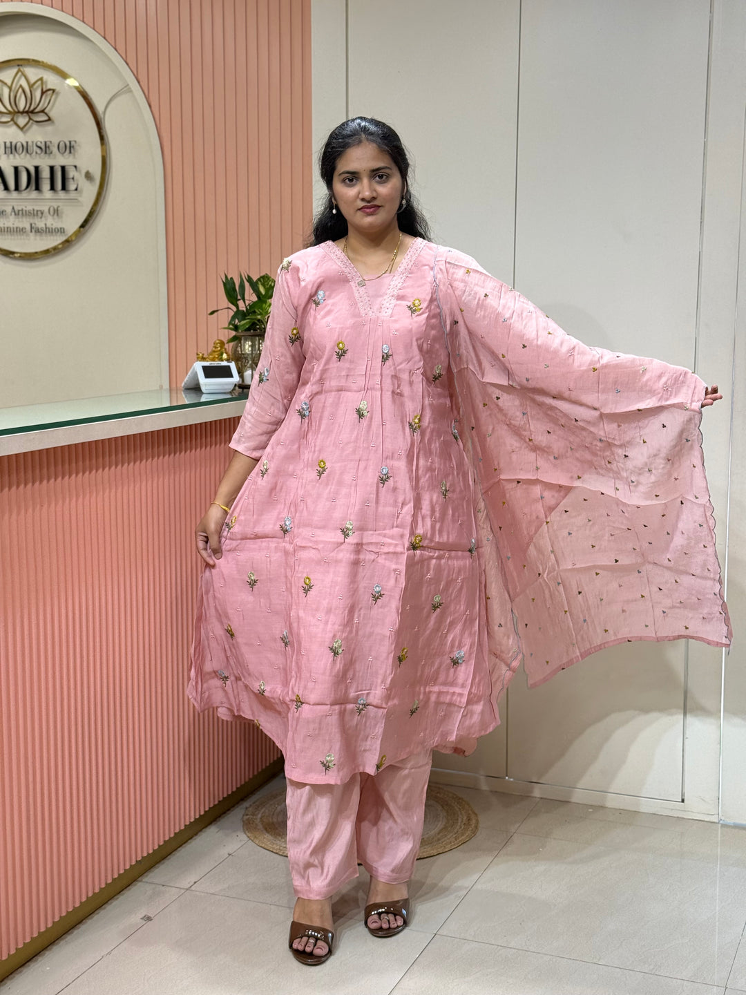 Mul Chanderi with Beautiful  Embroidery work| R209