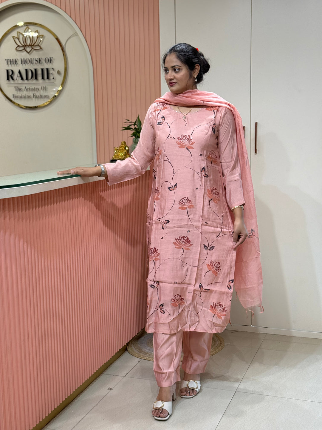 Premium Mul Chanderi Collection with Floral Work | R217