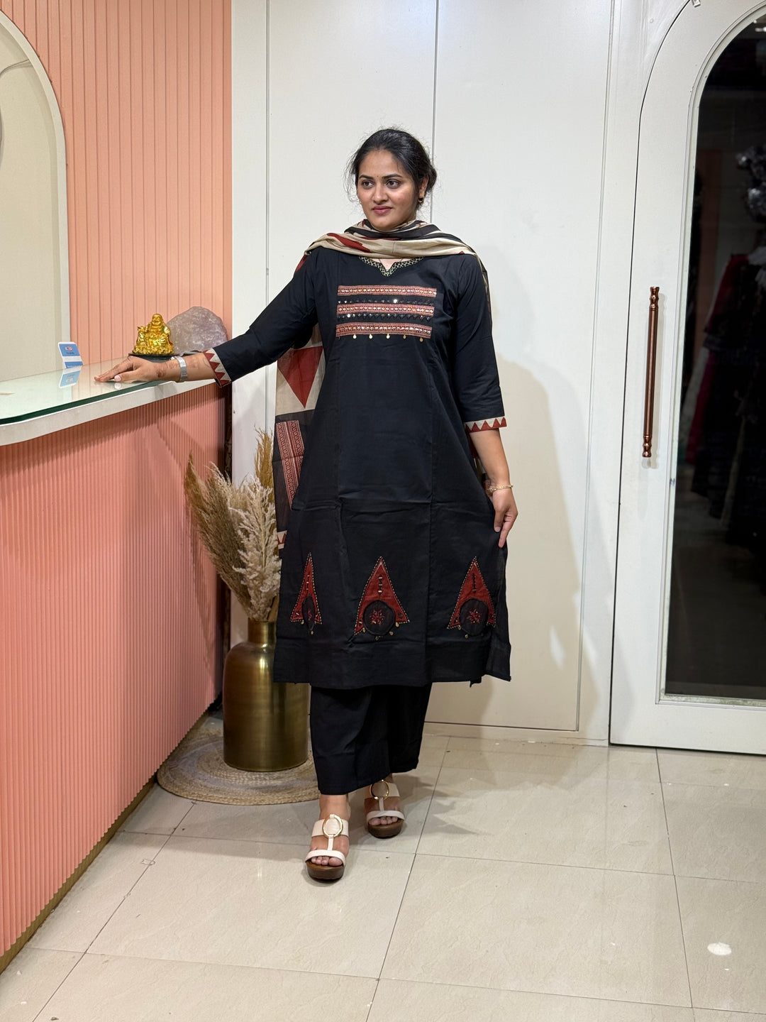 Pure Cotton 3 Pcs Set with A-Line Pattern | R180