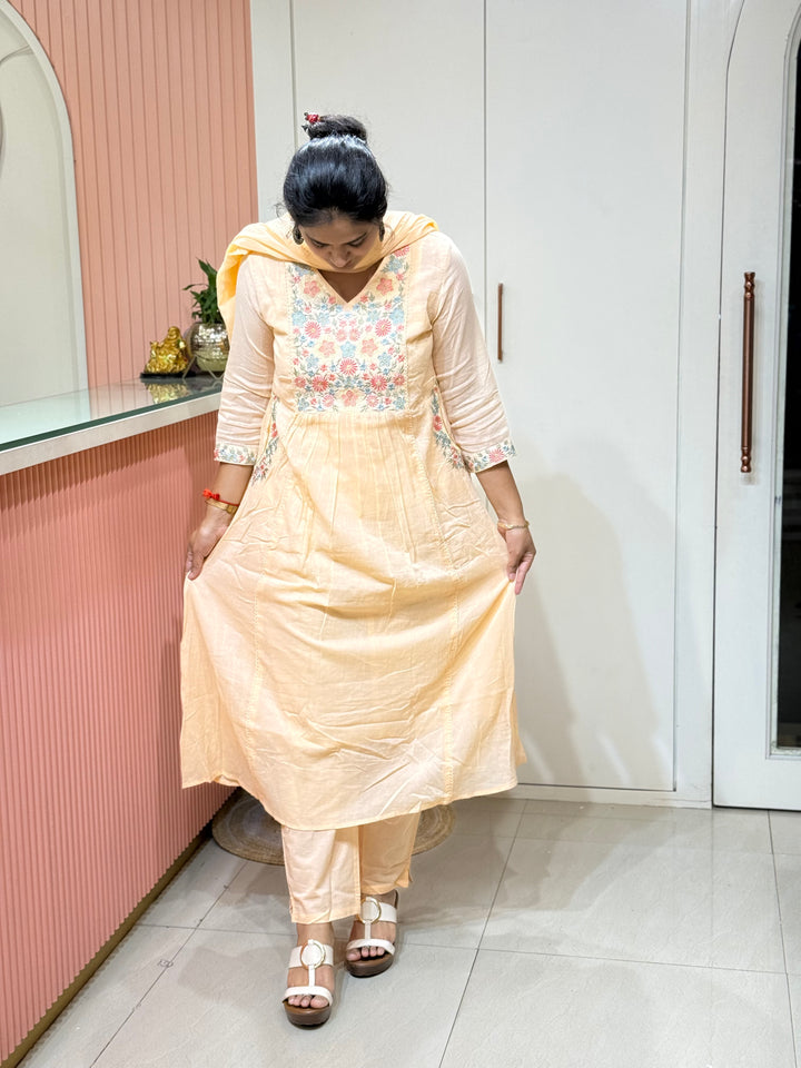 Pure Mul Cotton with Embroidery Work (Cotton Lining)  | R168