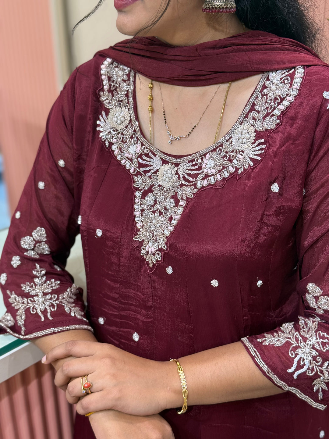 Pure Chinon Handwork Collection Party Wear  | R177