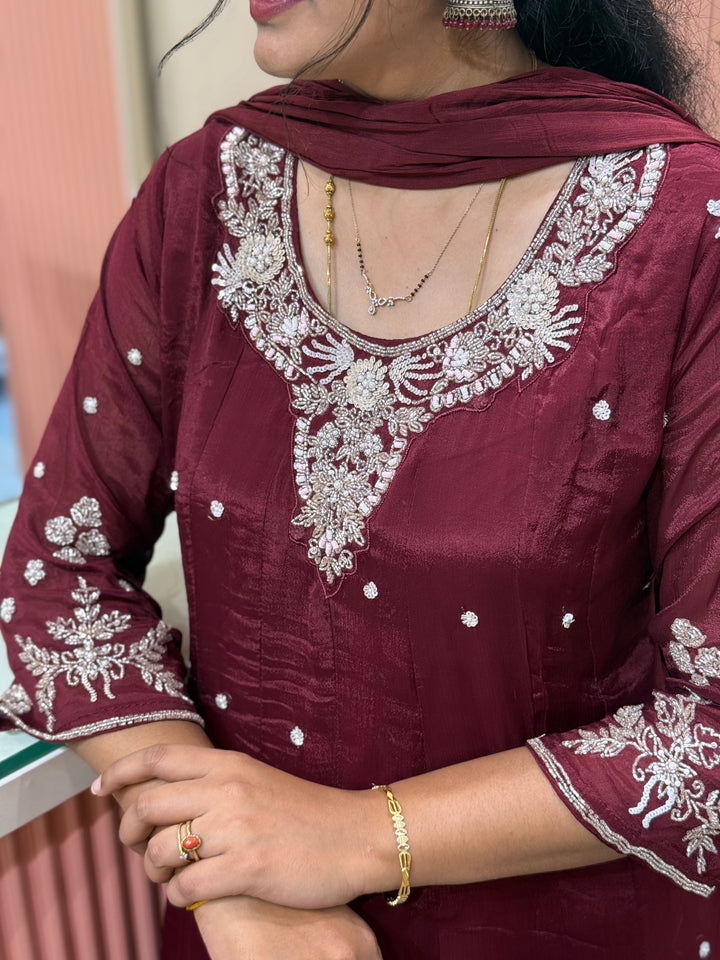 Pure Chinon Handwork Collection Party Wear  | R177