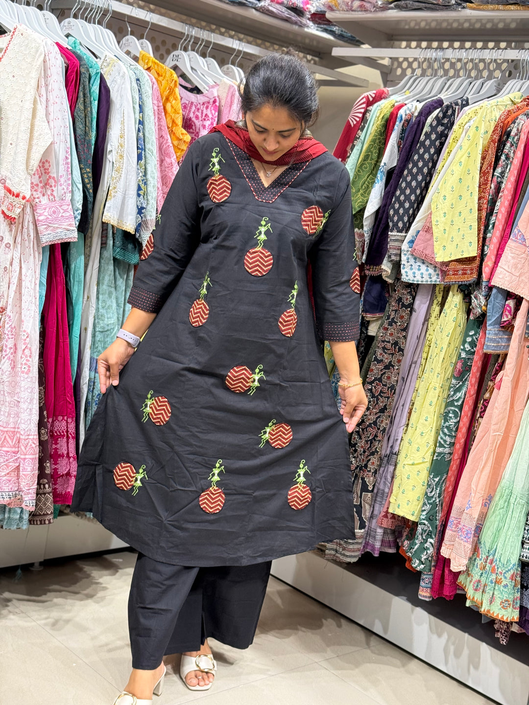 Pure Cotton Dress with Appliqué &amp; Embroidery | R125