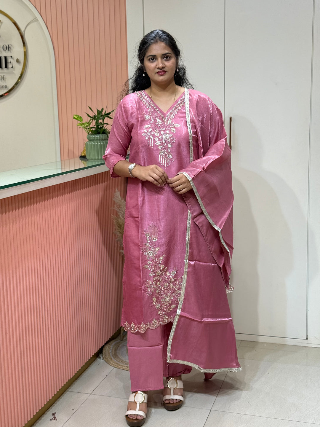 Roman Glass Fabric with beautiful work| R116