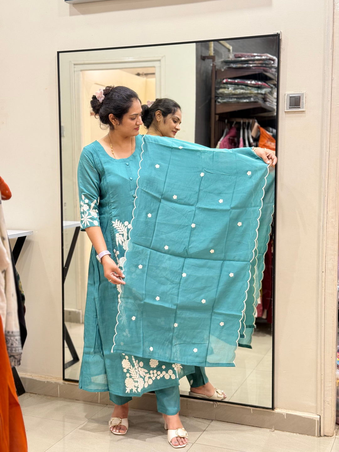 Mul Chanderi with Embroidery work | R204
