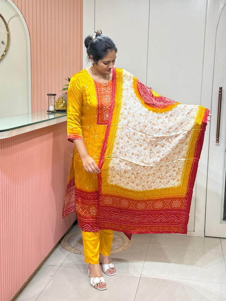 Gaji Satin Collection with Bandini print ( Dupatta Gaji Satin ) | R227