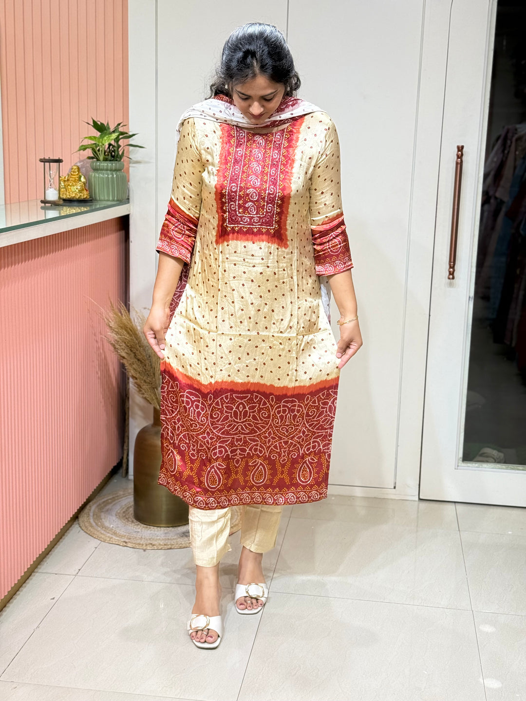 Gaji Satin Collection with Bandini print ( Dupatta Gaji Satin ) | R227