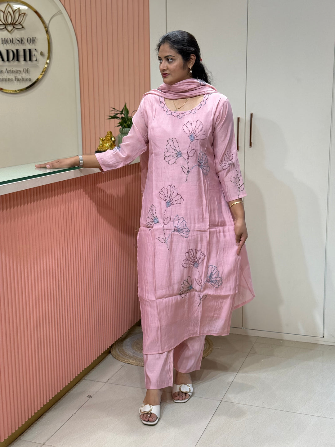Mul Chanderi Collection with Floral Work | R226