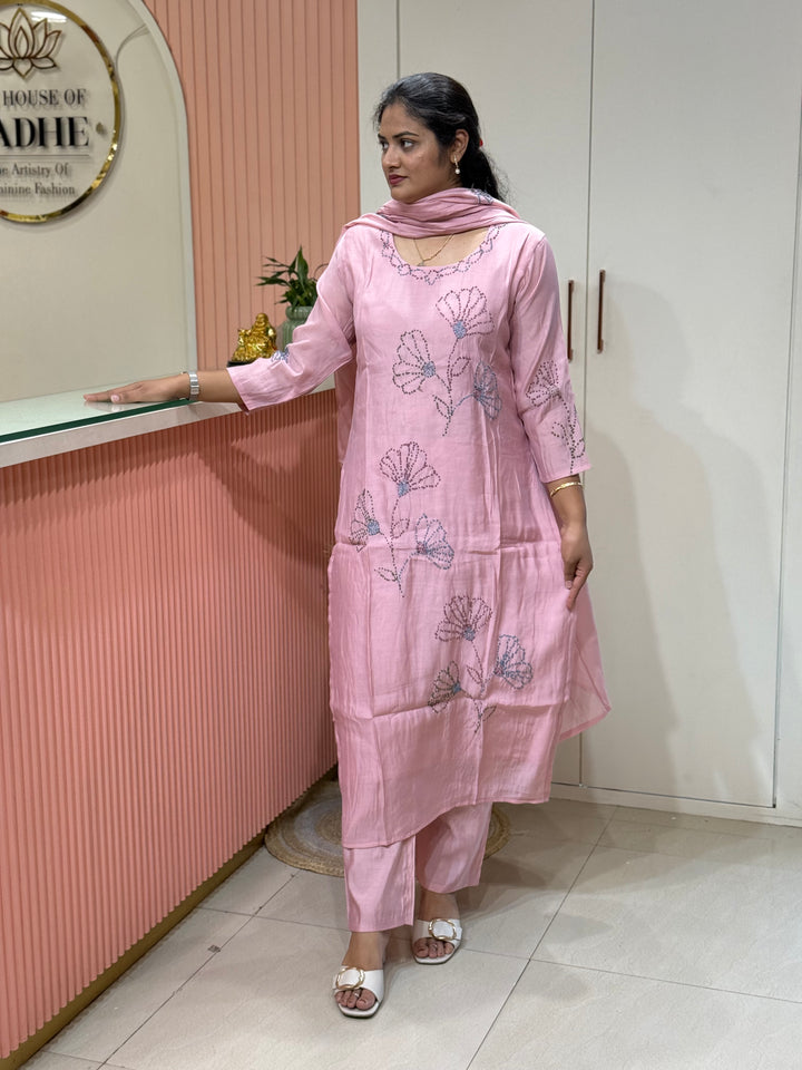 Mul Chanderi Collection with Floral Work | R226