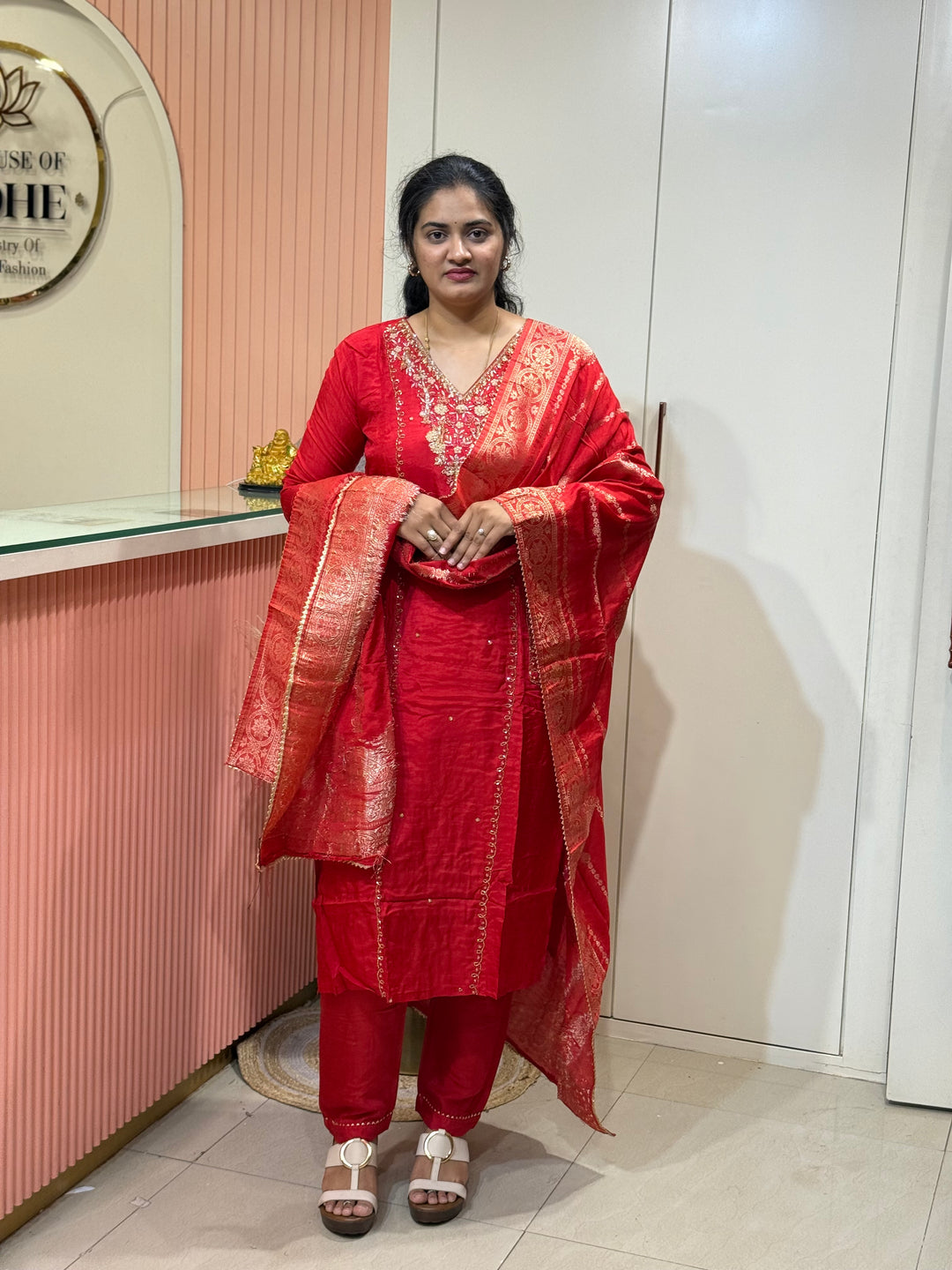 Premium Dola Silk 3 Pc Sets – Handwork Collection | R141