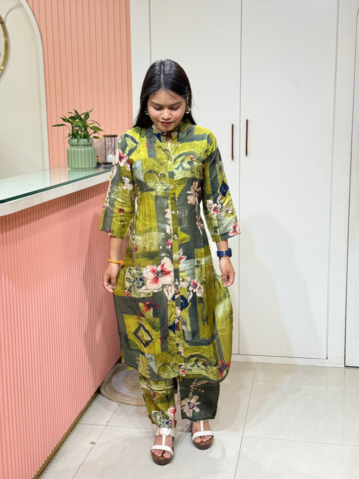 Rayon 2 piece collection with floral work | R137