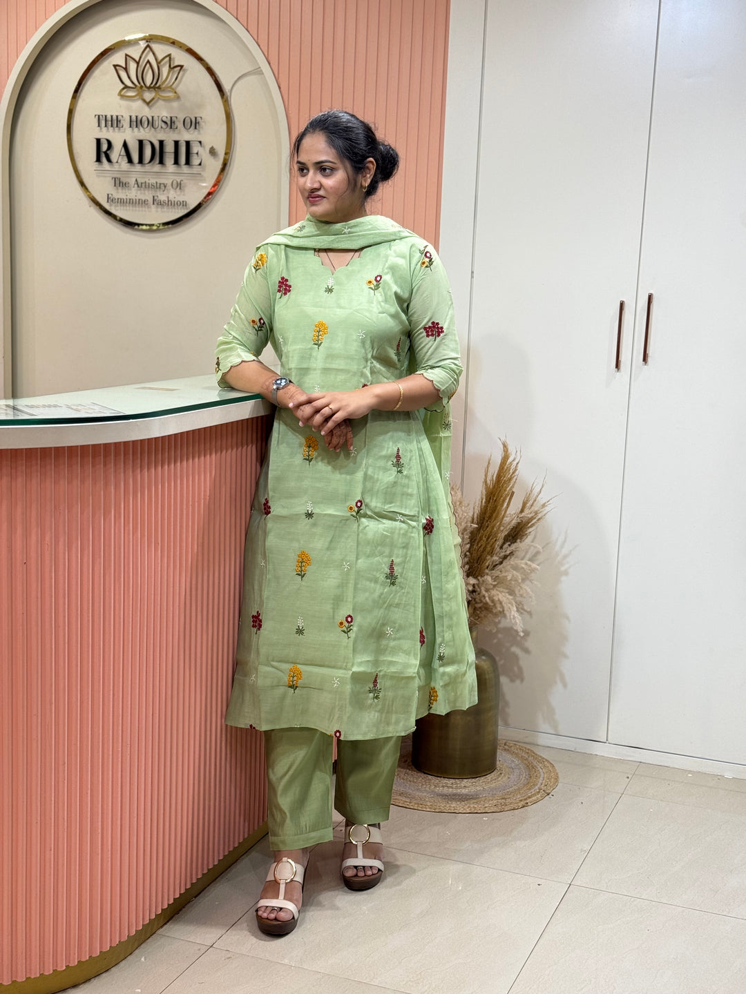 Mul Chanderi Embroidery Collection – Elegant Flare Pattern | R179