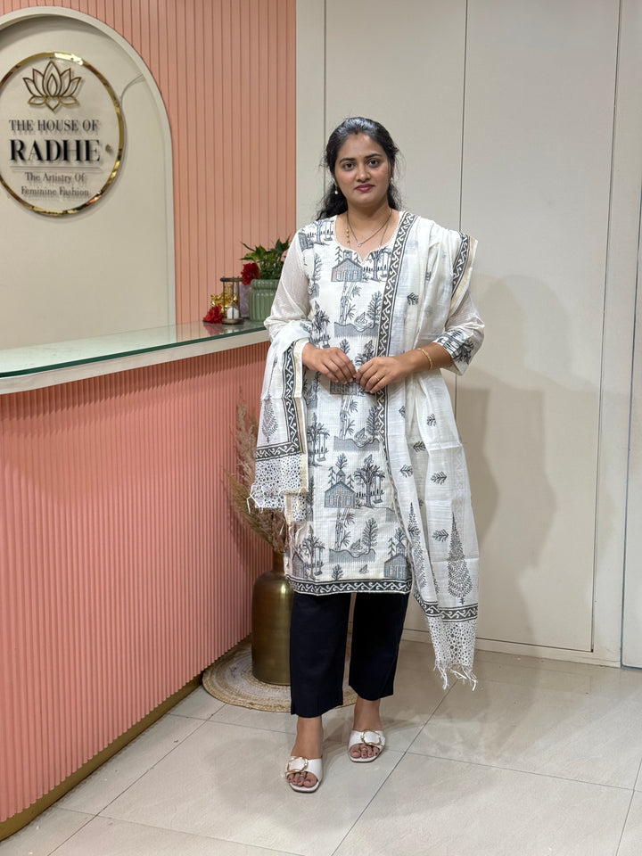 Linen Silk Collection with cotton Lining (Full Length Dupatta)| R181