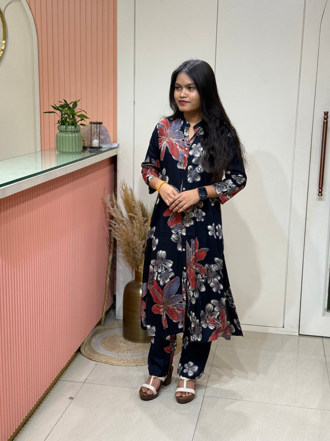Rayon 2 piece collection with floral work | R137