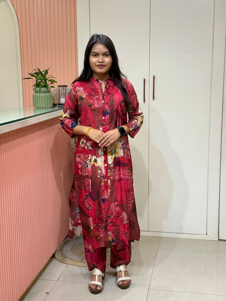 Rayon 2 piece collection with floral work | R137