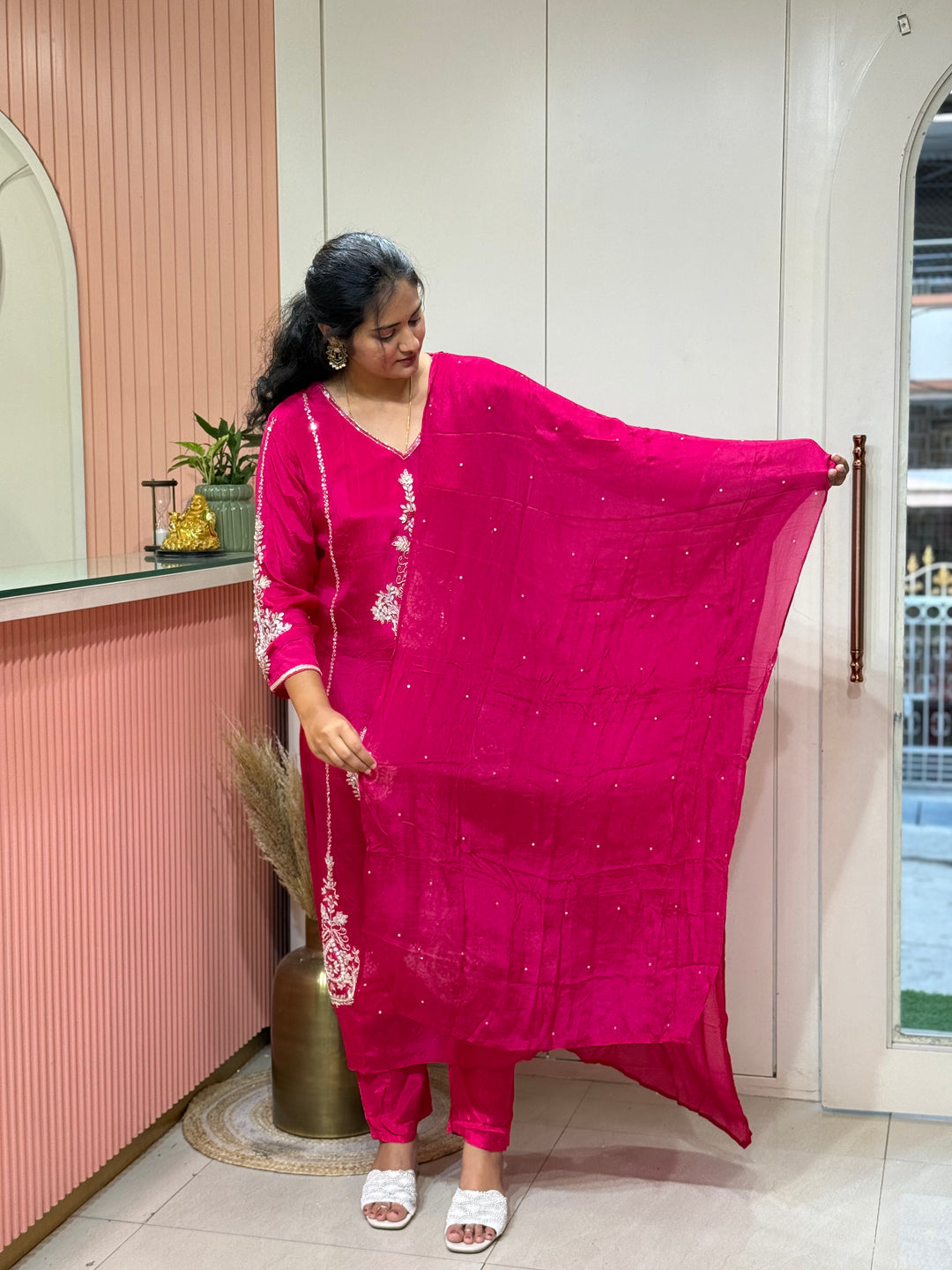Pure Chinon Festive Collection | Full Handwork, Sequin &amp; Cut Dana | R177