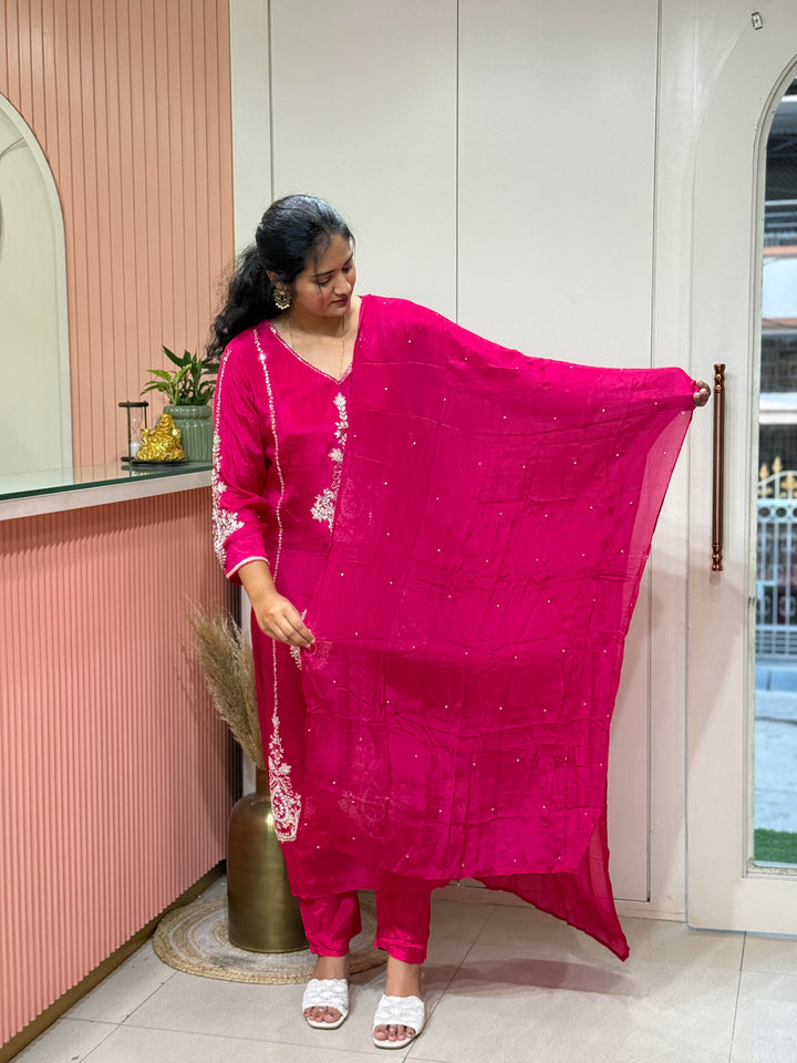 Pure Chinon Festive Collection | Full Handwork, Sequin &amp; Cut Dana | R177