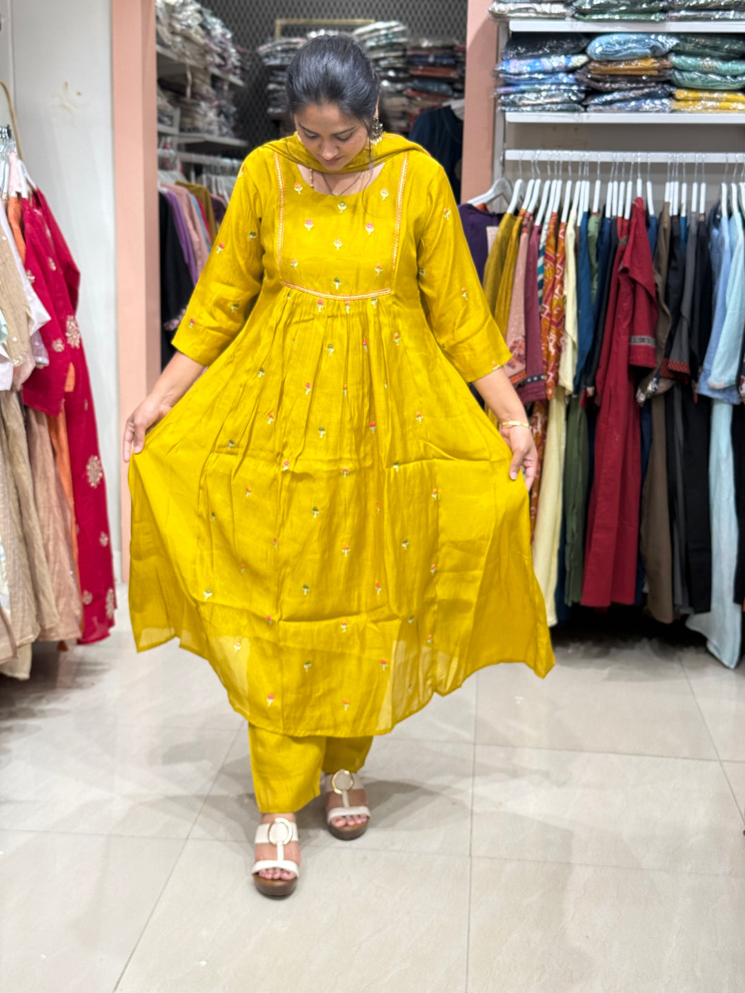 Mul Chanderi with Cute Embroidery work | R208