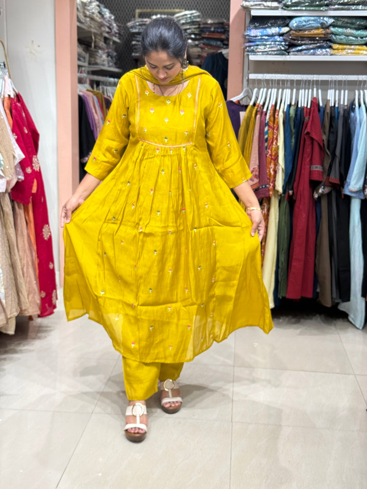 Mul Chanderi with Cute Embroidery work | R208