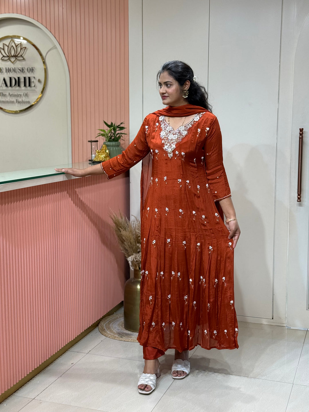 Pure Chinon Festive Collection | Full Handwork, Sequin &amp; Cut Dana | R177