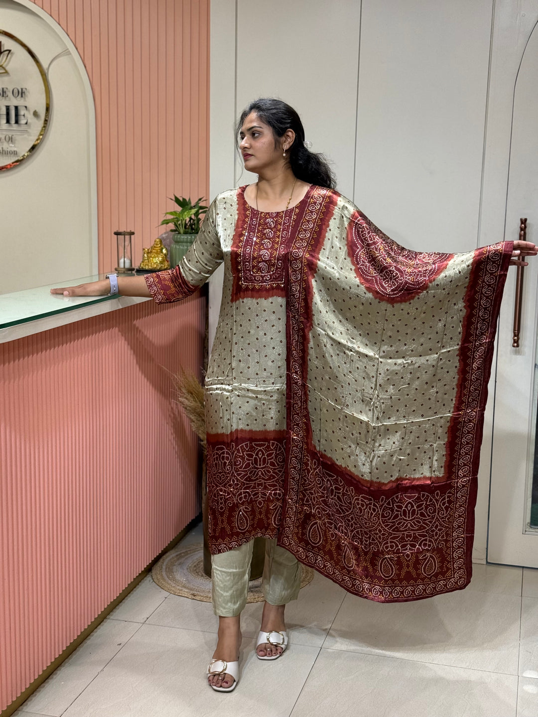 Gaji Satin Collection with Bandini print ( Dupatta Gaji Satin ) | R227
