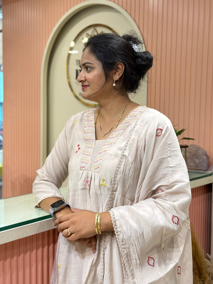 Mul Chanderi Collection with Embroidery work (Cotton Lining)| R204