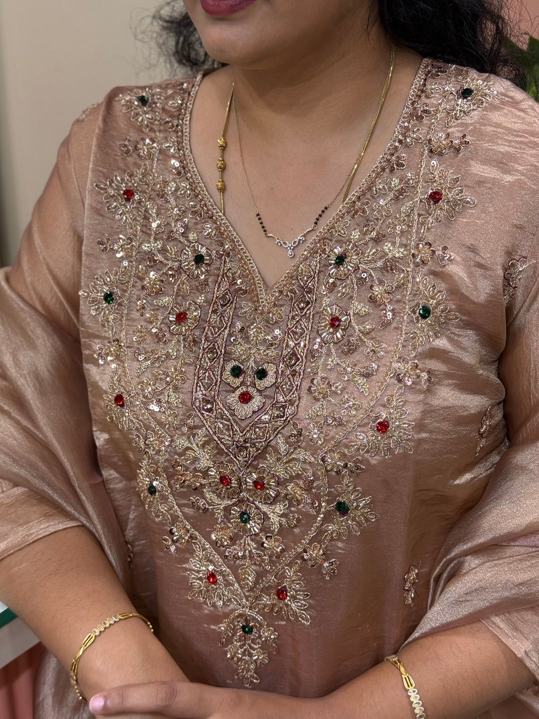 Premium Shimmer Crush Tissue 3pcs kurta set | R228