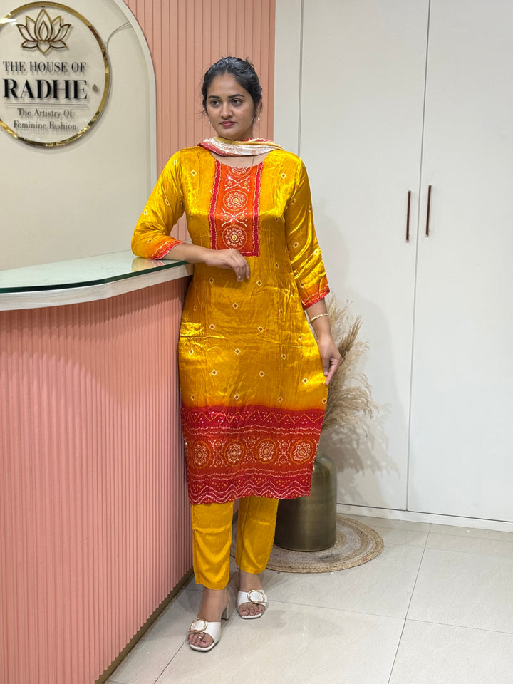 Gaji Satin Collection with Bandini print ( Dupatta Gaji Satin ) | R227