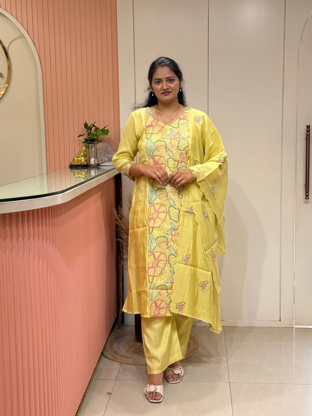 Mul Chanderi with Embroidery work ( Cotton Lining )| R204