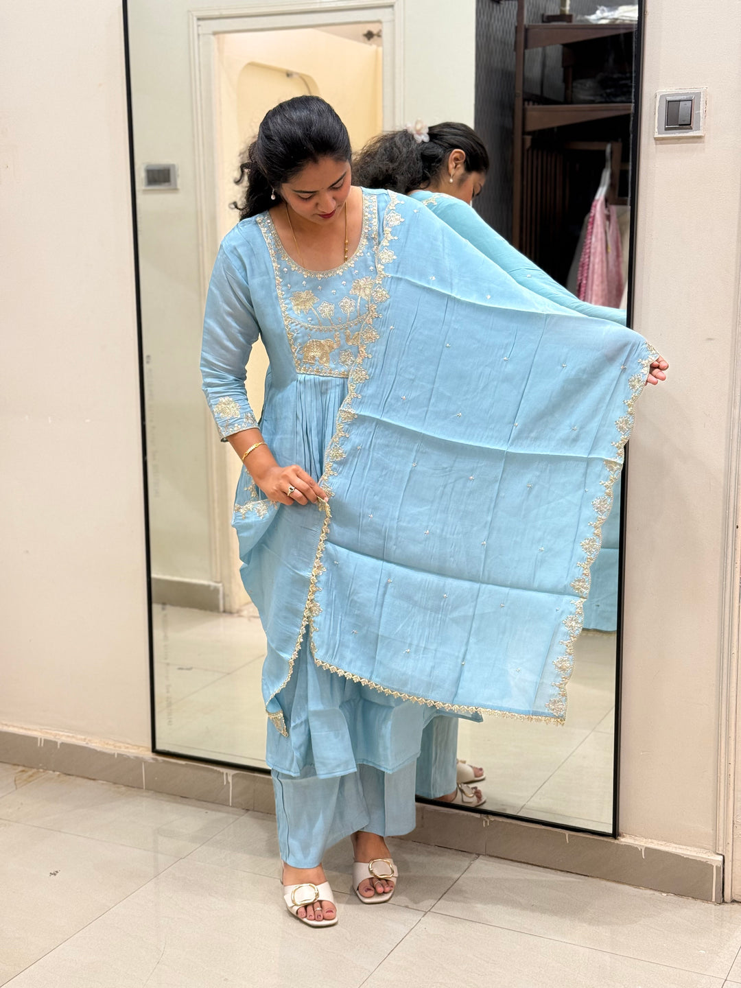 Mul Chanderi 3Pcs Set Collection (Cotton Lining )| R209