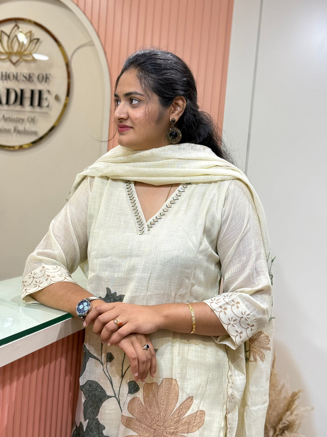 Luxury Pure Linen Collection – Kantha Stitch &amp; Knot Work | R154