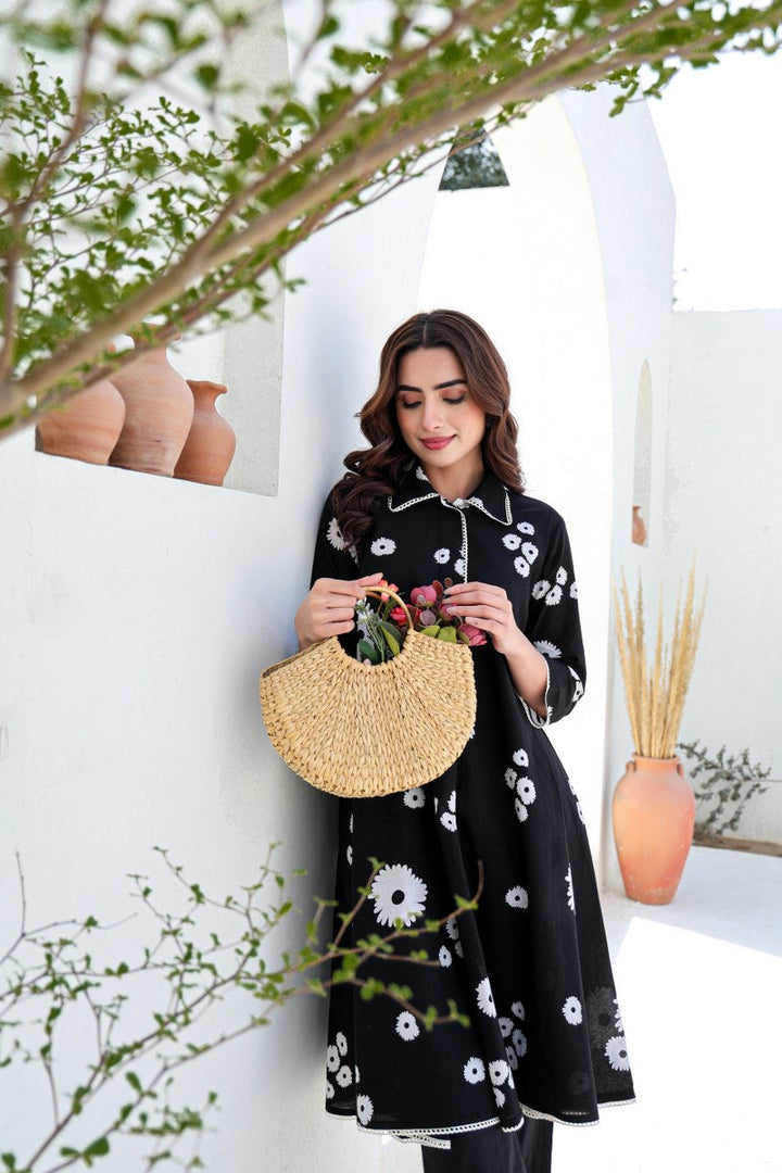 Summer Special | Black Bloom A-Line Cotton Co-Ord ( RADHE16 )