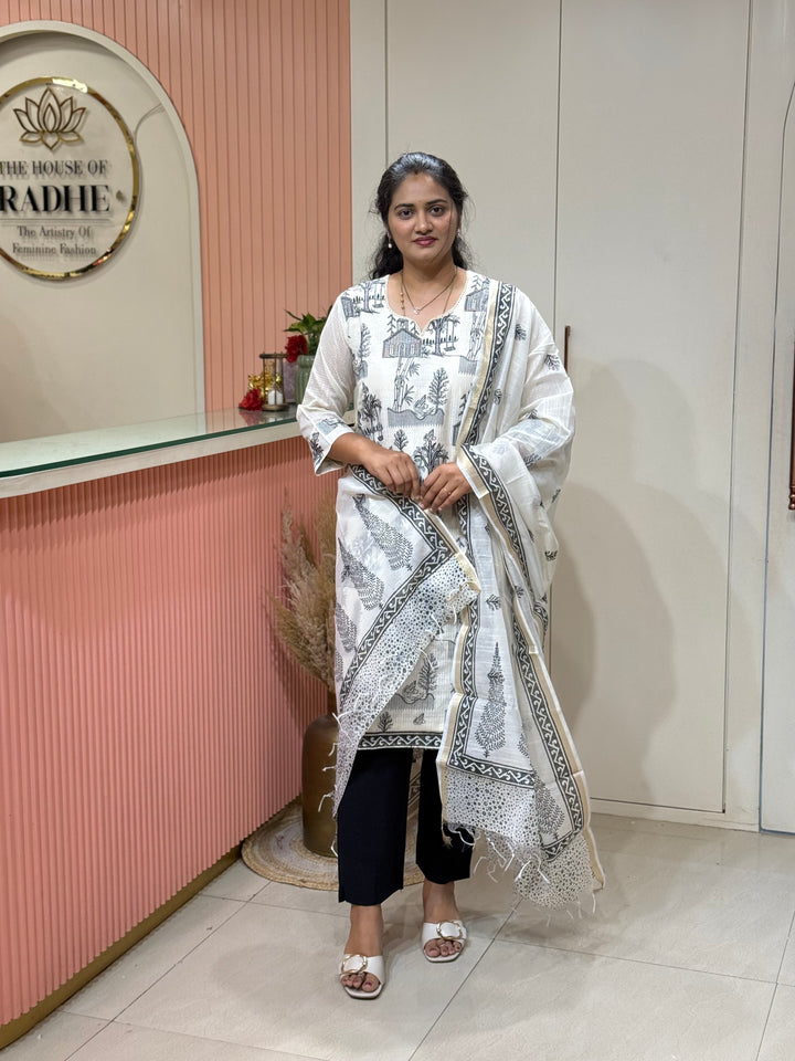 Linen Silk Collection with cotton Lining (Full Length Dupatta)| R181