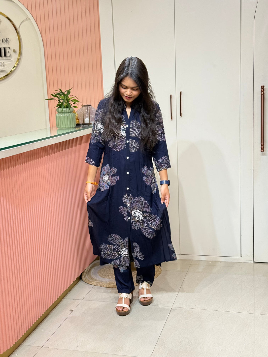 Rayon 2 piece collection with floral work | R137